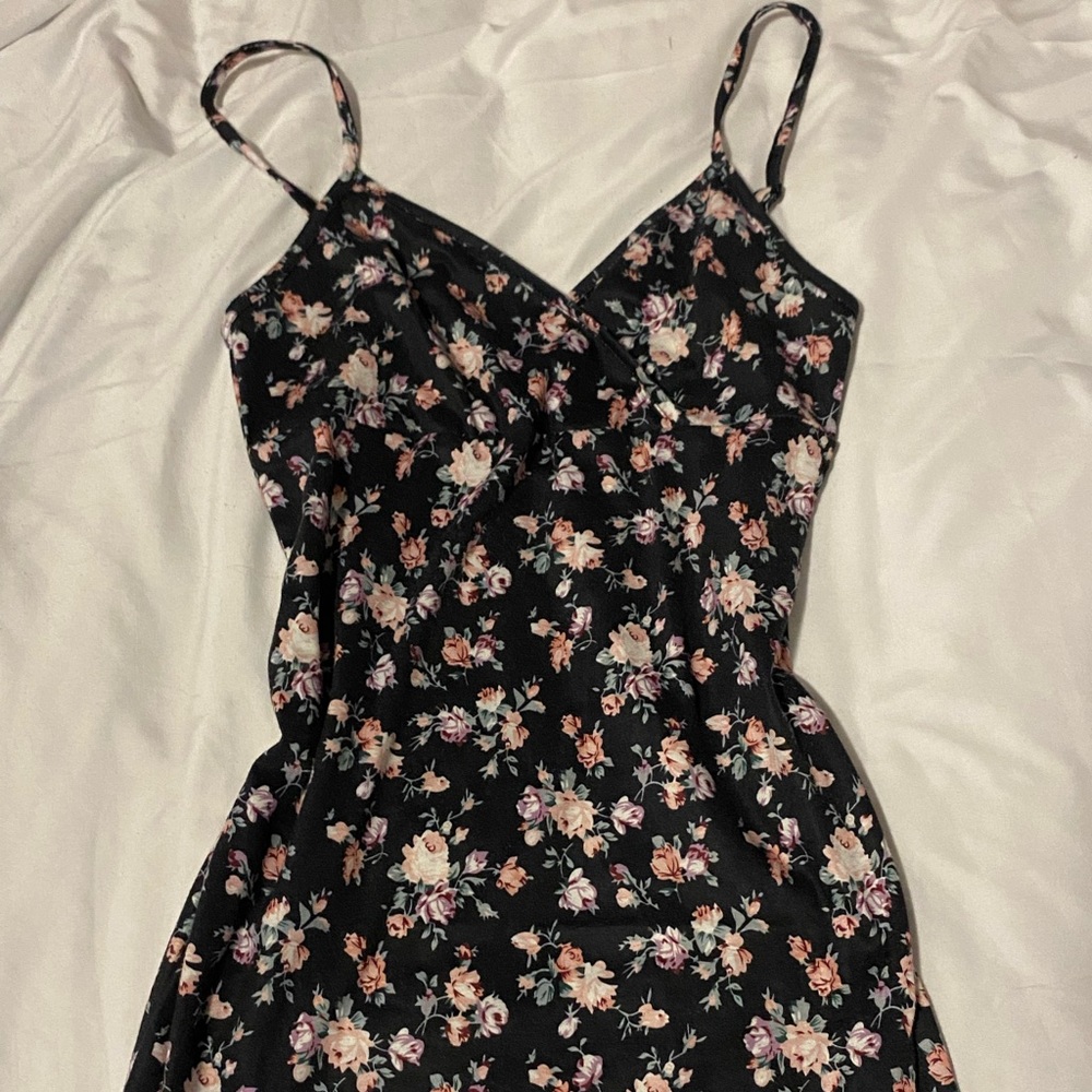 Coquette floral black dress